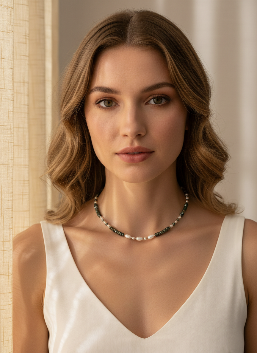 MINI COLLIER ATHÉNA AGATE INDIENNE NACRE