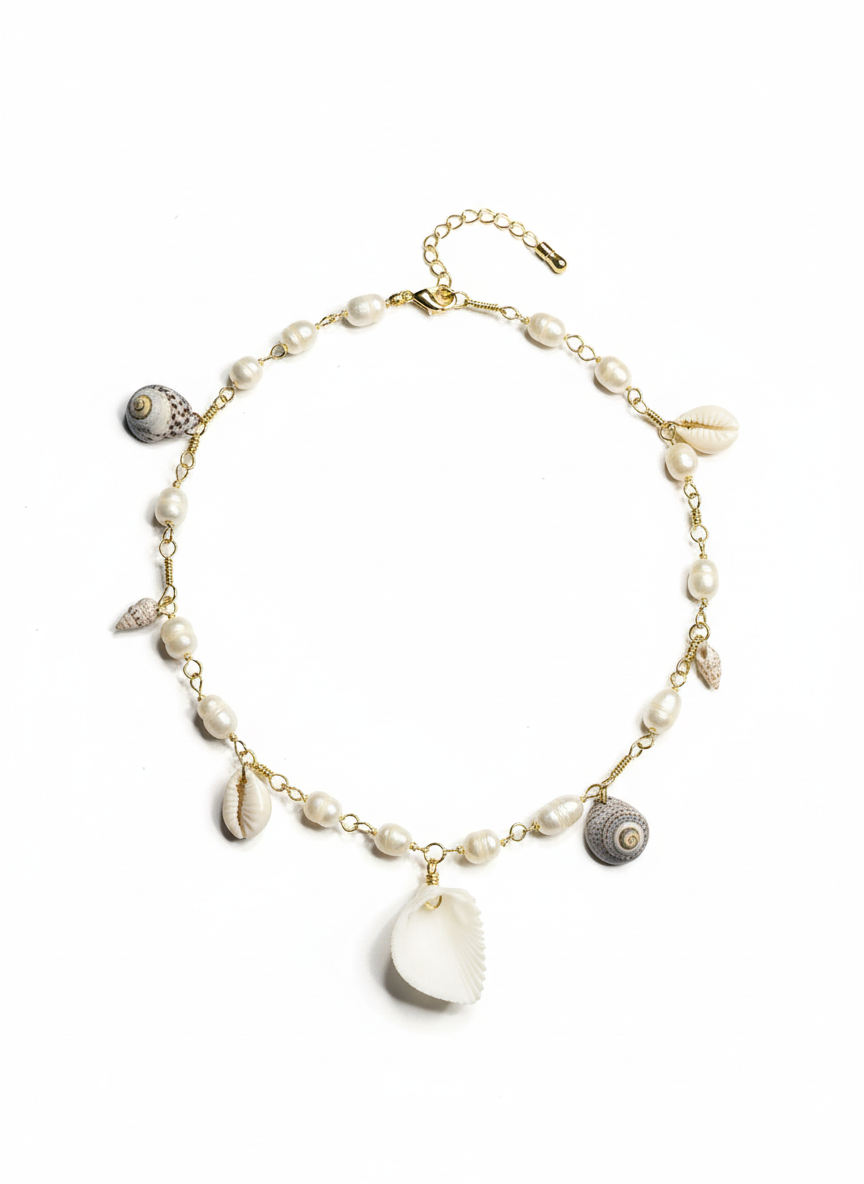 COLLIER APHRODITE QUARTZ ROSE PERLES D'EAU DOUCE