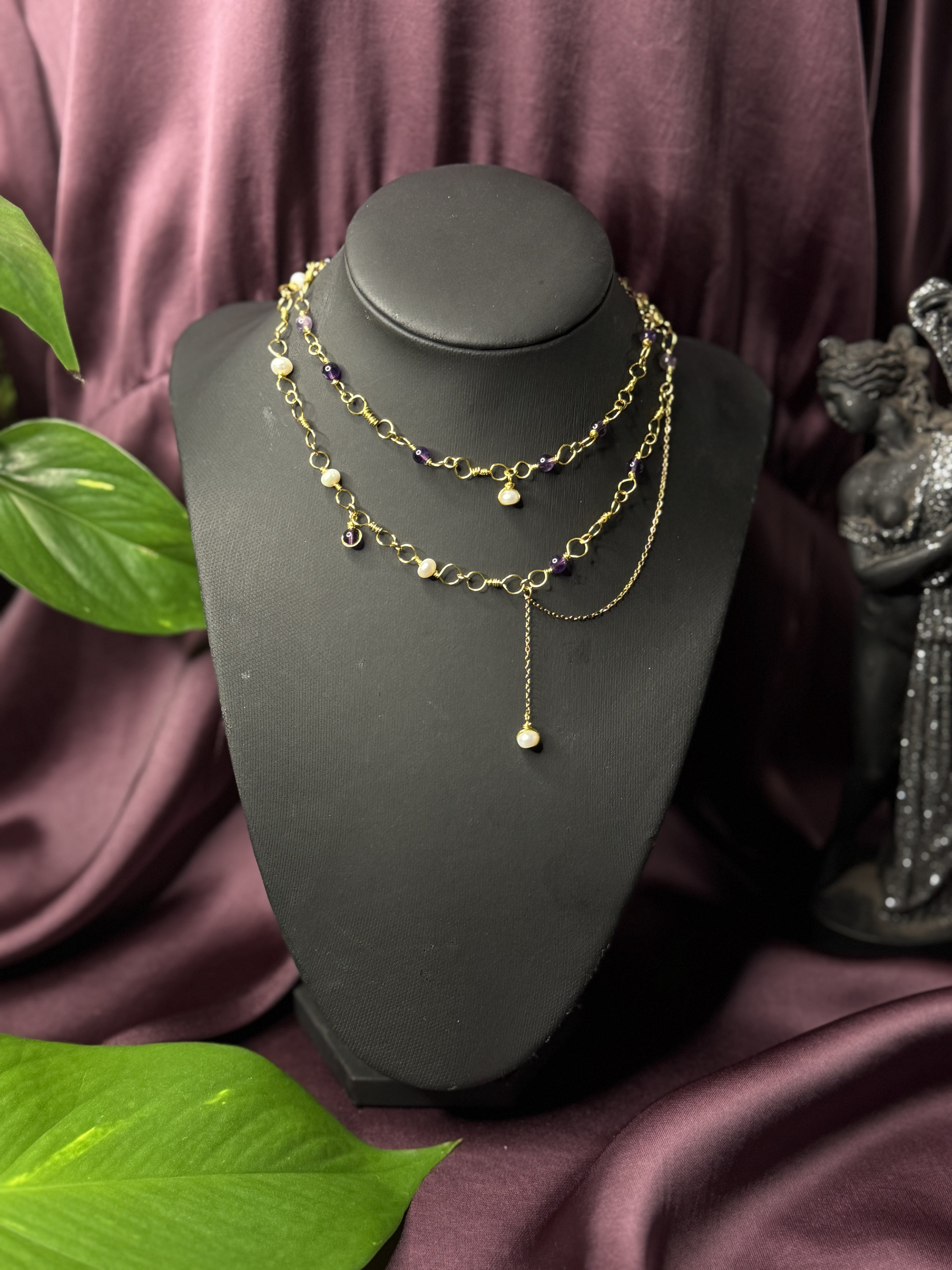 COLLIER HÉDONÉ AMÉTHYSTE PERLE D'EAU DOUCE