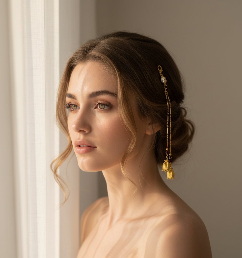 BIJOU DE CHEVEUX TULIPES DU STYX PIERRES NATURELLES AU CHOIX