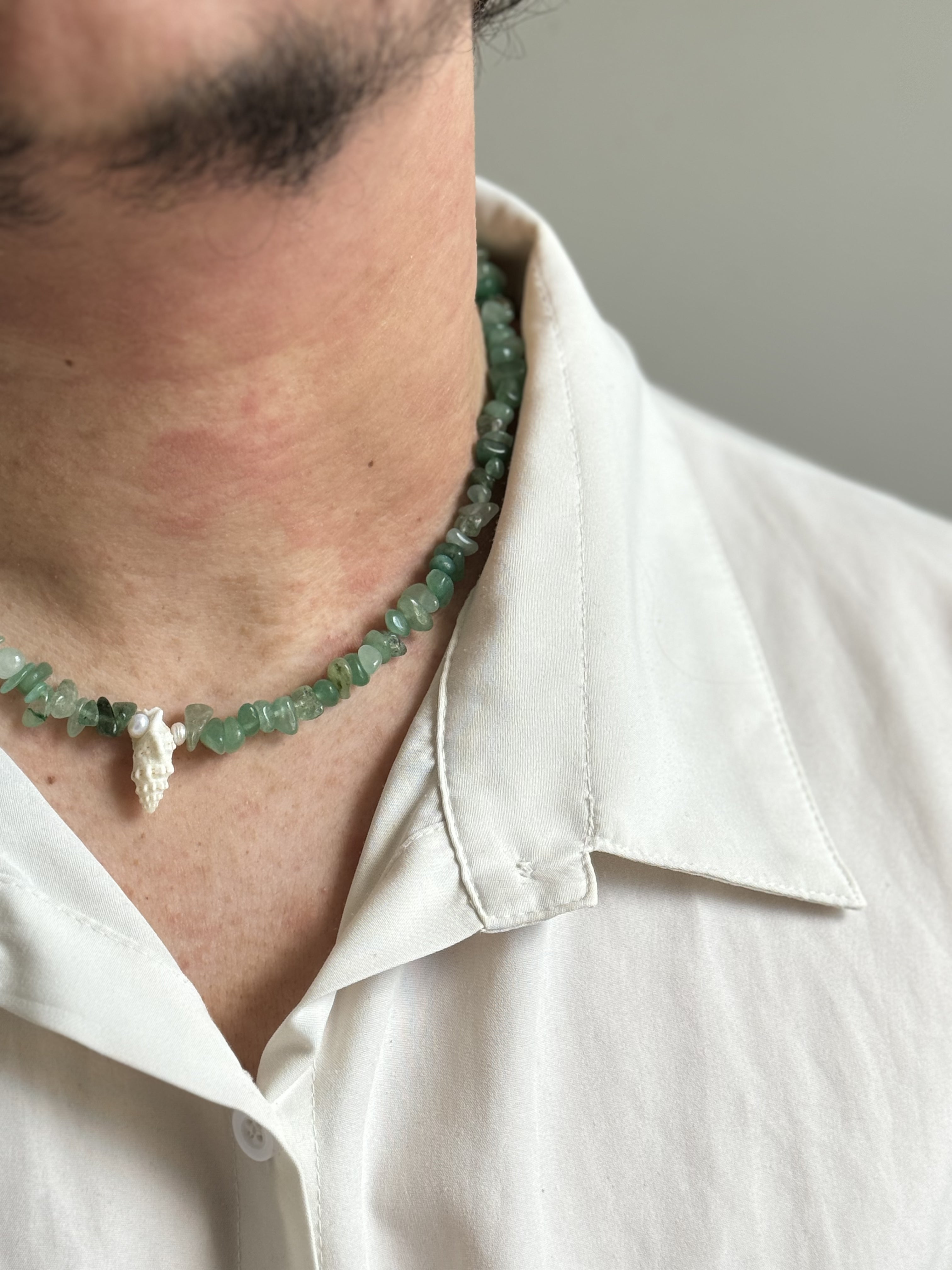 COLLIER POSÉIDON QUARTZ RUTILE PERLES D'EAU DOUCE