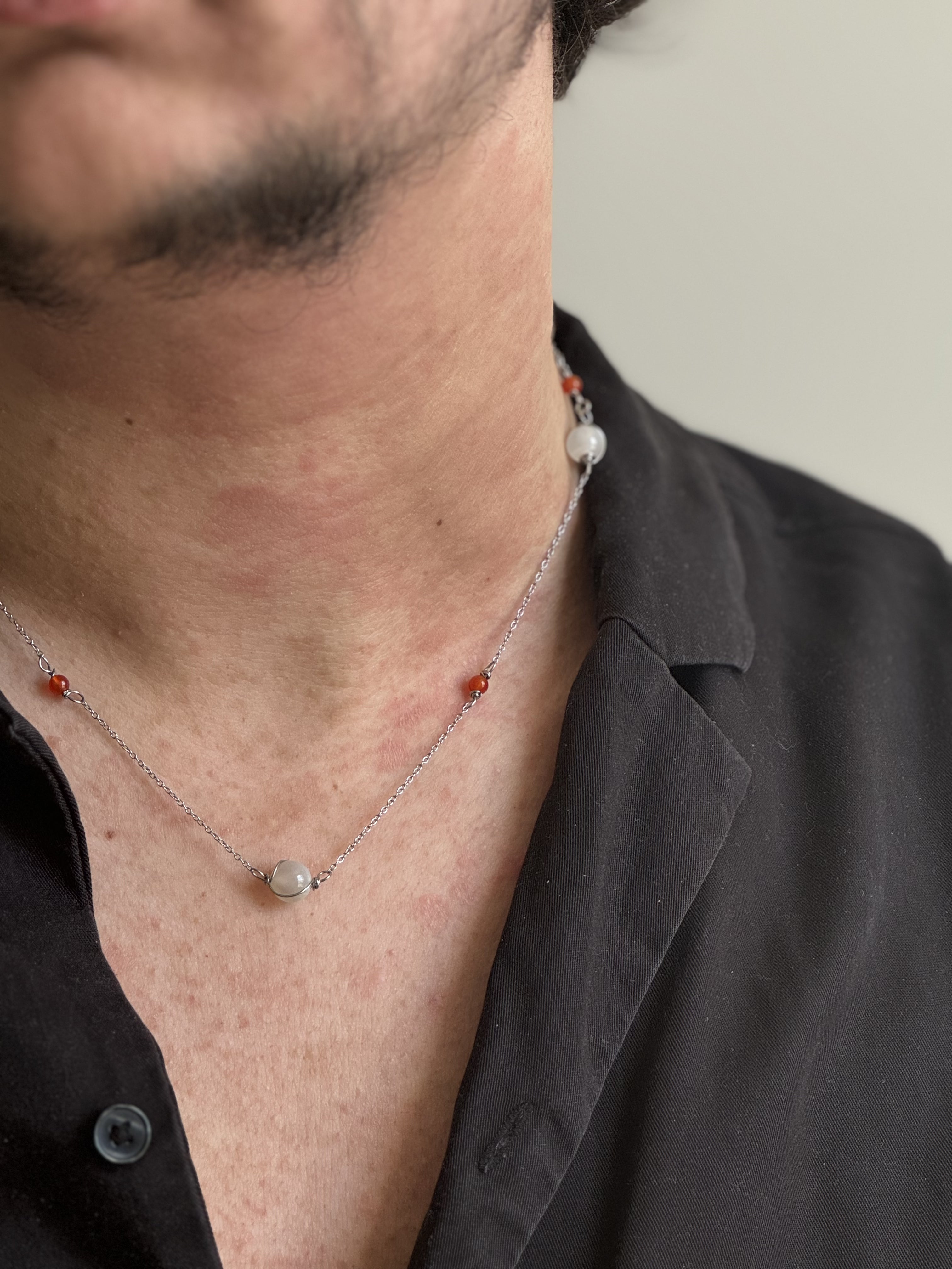 COLLIER HADÈS PIERRE DE LUNE PIERRES NATURELLES AU CHOIX