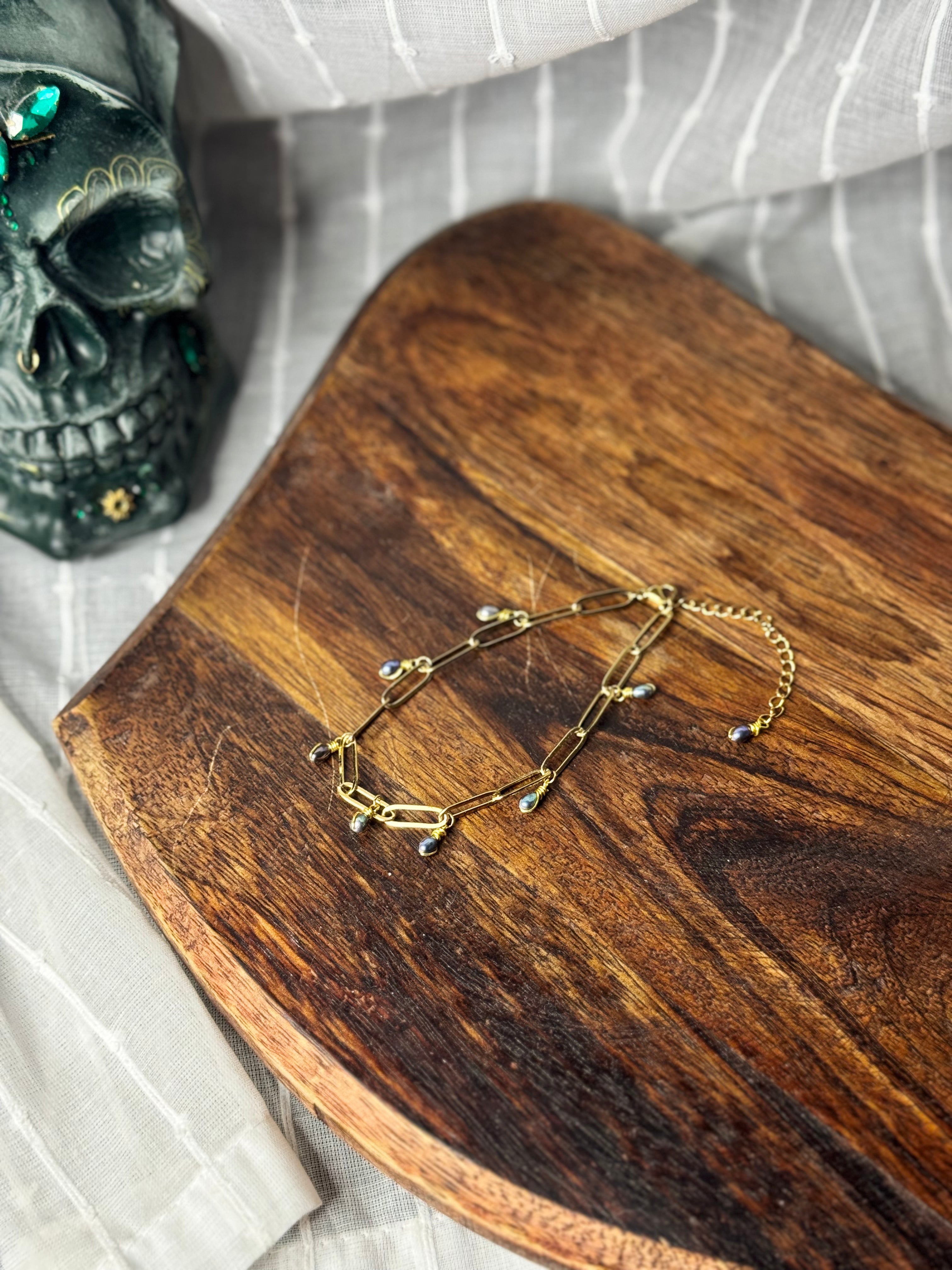 CHAÎNE DE CHEVILLE ATARGATIS PERLES D'EAU DOUCE AAA